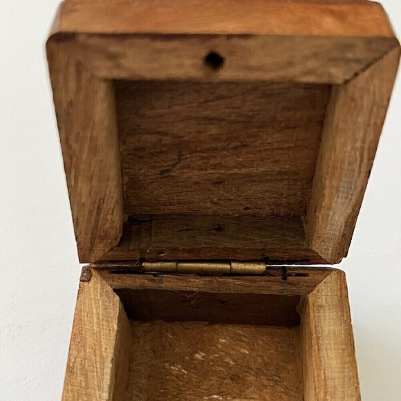Wooden Inlay Flower Box Leaves Ring Holder Square Small Boho Trinket India Art - Picture 9 of 11